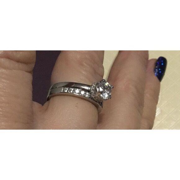 2 Ct. Round Cut Wrap Around Channel Set Bridal/Wedding Ring Set Sz 9 - Picture 2 of 4